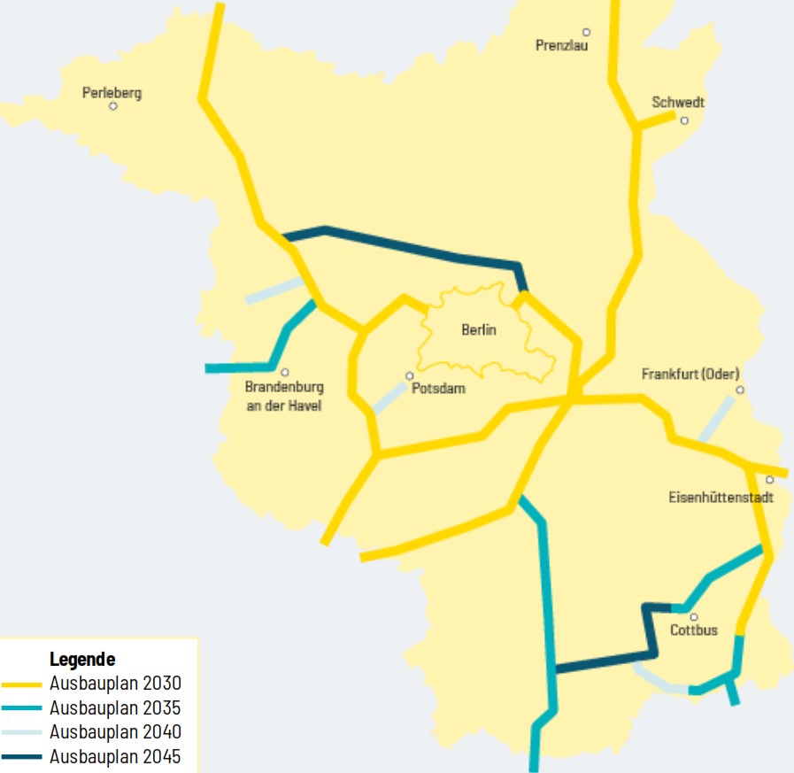 Wasserstoffnetz Brandenburg bis 2045